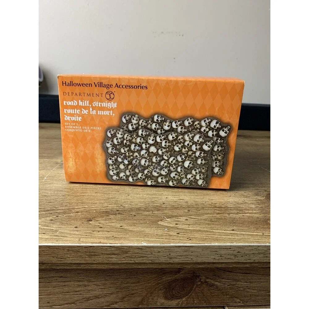 Dept 56 Halloween Road Kill Straight Road Set of 2 Pieces Skulls 6010466